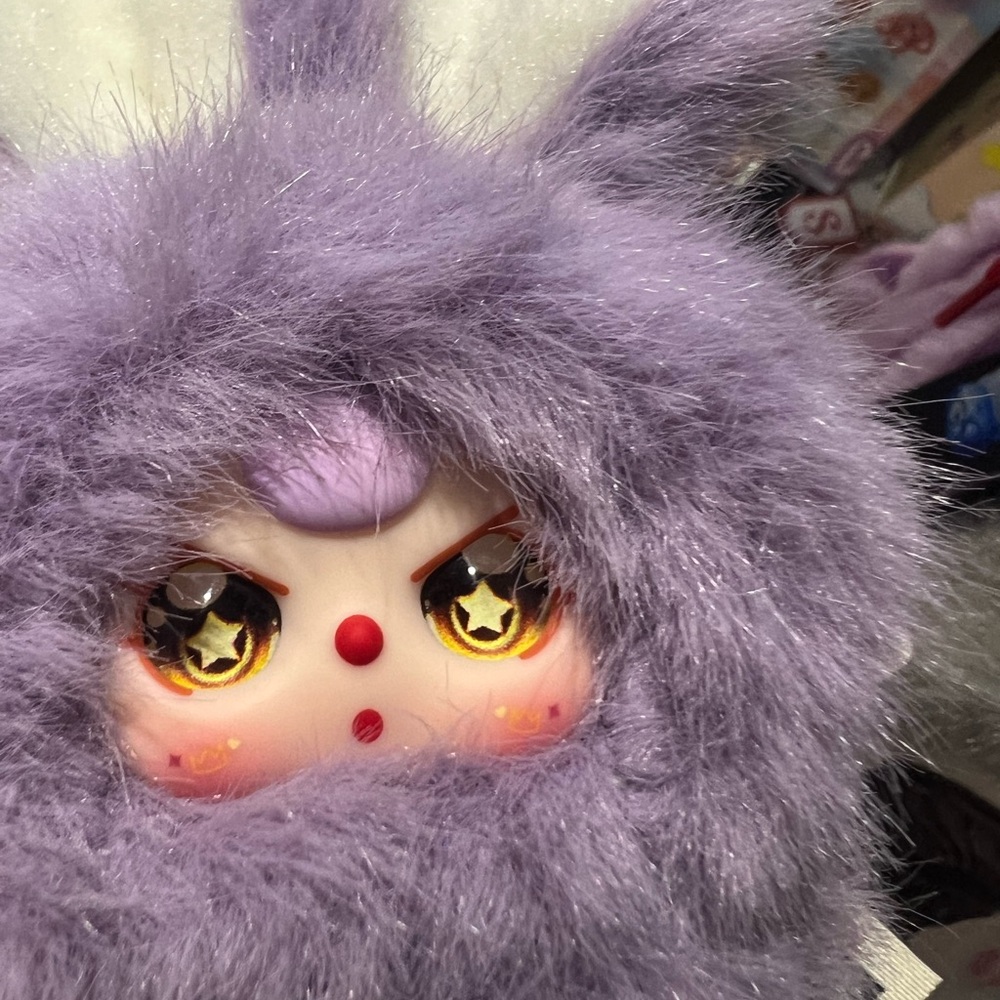 Authentic Baby Three Super Mini Bunny -letter N Cute Purple Bunny Plush Keychain - Picture 3 of 6